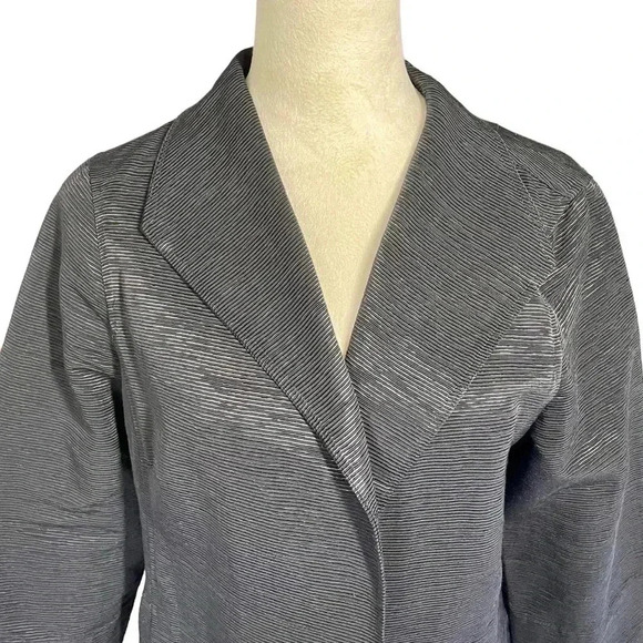 Eileen Fisher Ottoman Blazer Black Textured Cotton Blend Jacket Women Size M - Picture 5 of 8